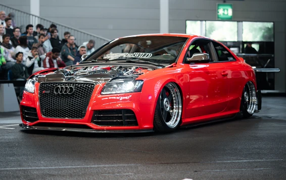 Tuning World Bodensee 2026 in Friedrichshafen Audi S3 Limousine in Rot auf der Tuning World Bodensee 2026
